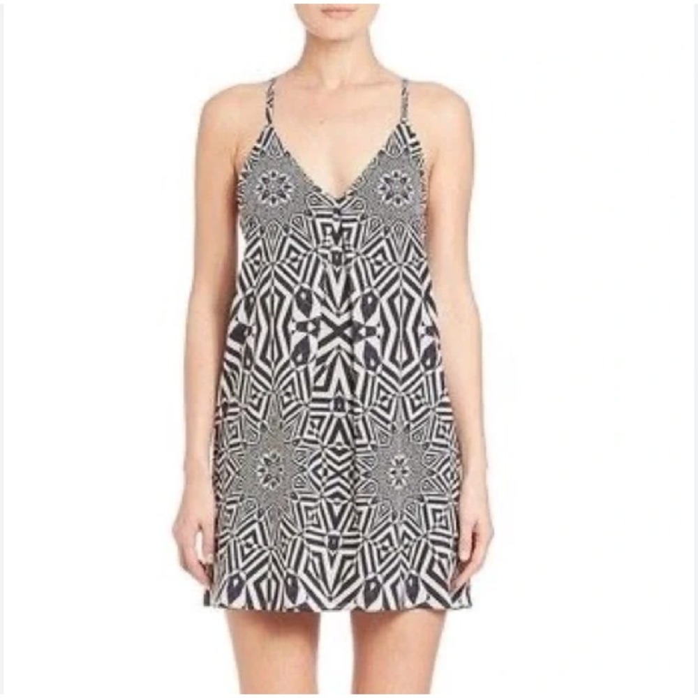 Alice + Olivia Fierra Printed Racerback Mini Dress Graphic Kaleidoscope, Size M